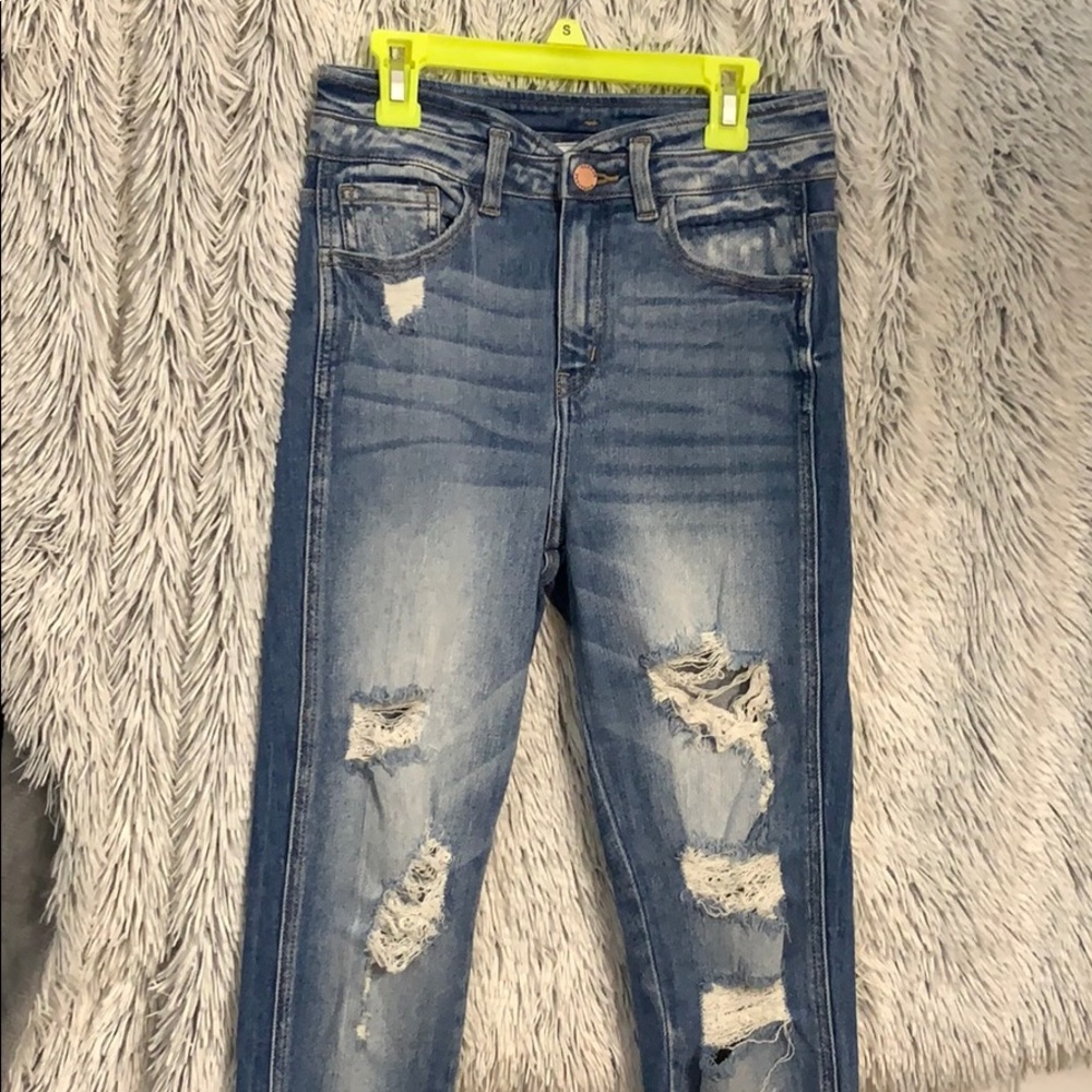 Ripped high rise jeans